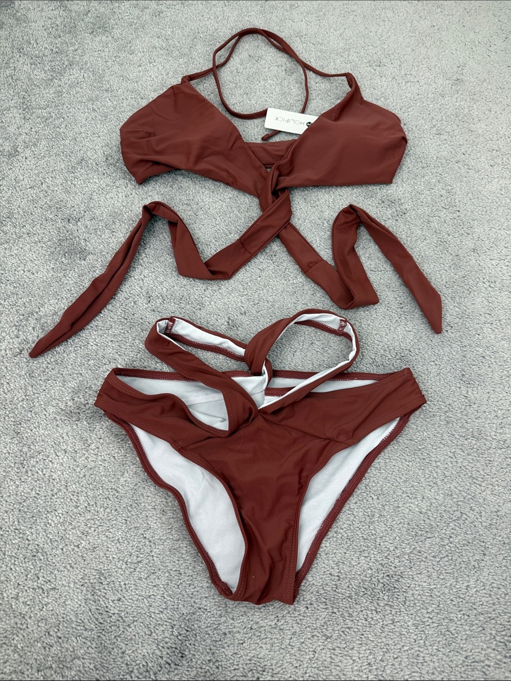 New Rust Brown Tie-Front Women’s Bikini Set